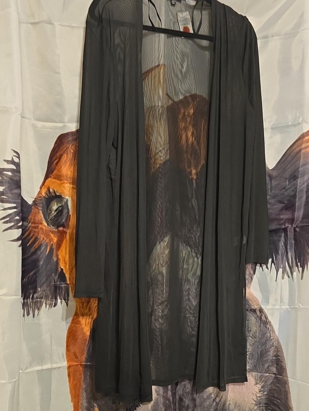 Open-Front Black Longline Cardigan